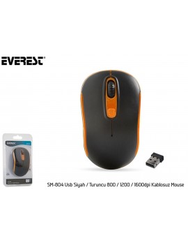 Everest SM-804 Usb Siyah-Turuncu 800-1200-1600dpi Kablosuz Mouse