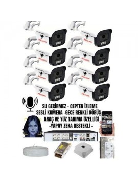 8 Kameralı SESLİ 5MP Sony Lens Gece Renkli Araç Ve Yüz Tanımalı Kamera Sistemi