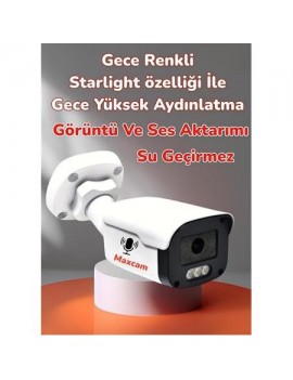 Maxcam Gece Renkli Görüş Sesli 5 MP AHD Güvenlik Kamerası 