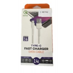 Elba MT-DT2MT 3 Metre USB Type-C Data Kablosu Hızlı Şarj ve Veri Aktarımı