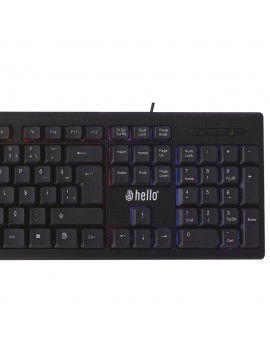 HELLO HL-2573 IŞIKLI KABLOLU OYUNCU KLAVYE + MOUSE COMBO SET